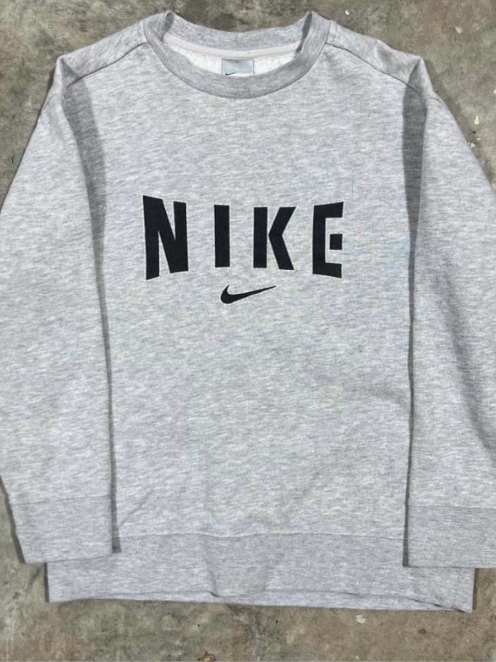 Nike Light Gray Crewneck Sweatshirt with Black Logo